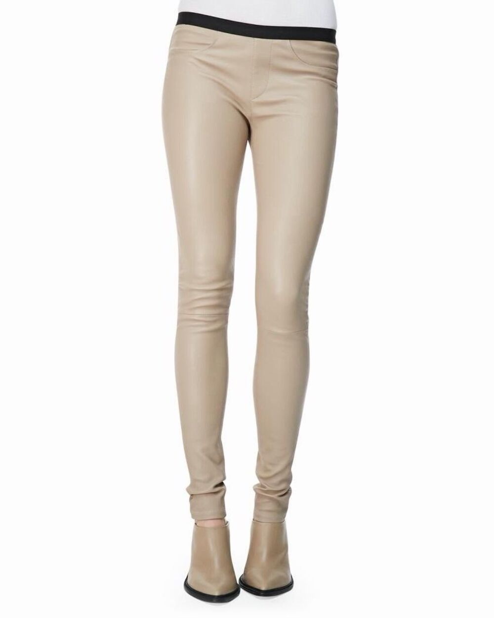 Helmut Lang 100% Lamb Leather Pull On Pants Size 6 Moto Quiet Luxury Streetwear